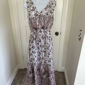 Lucky Brand white floral maxi dress